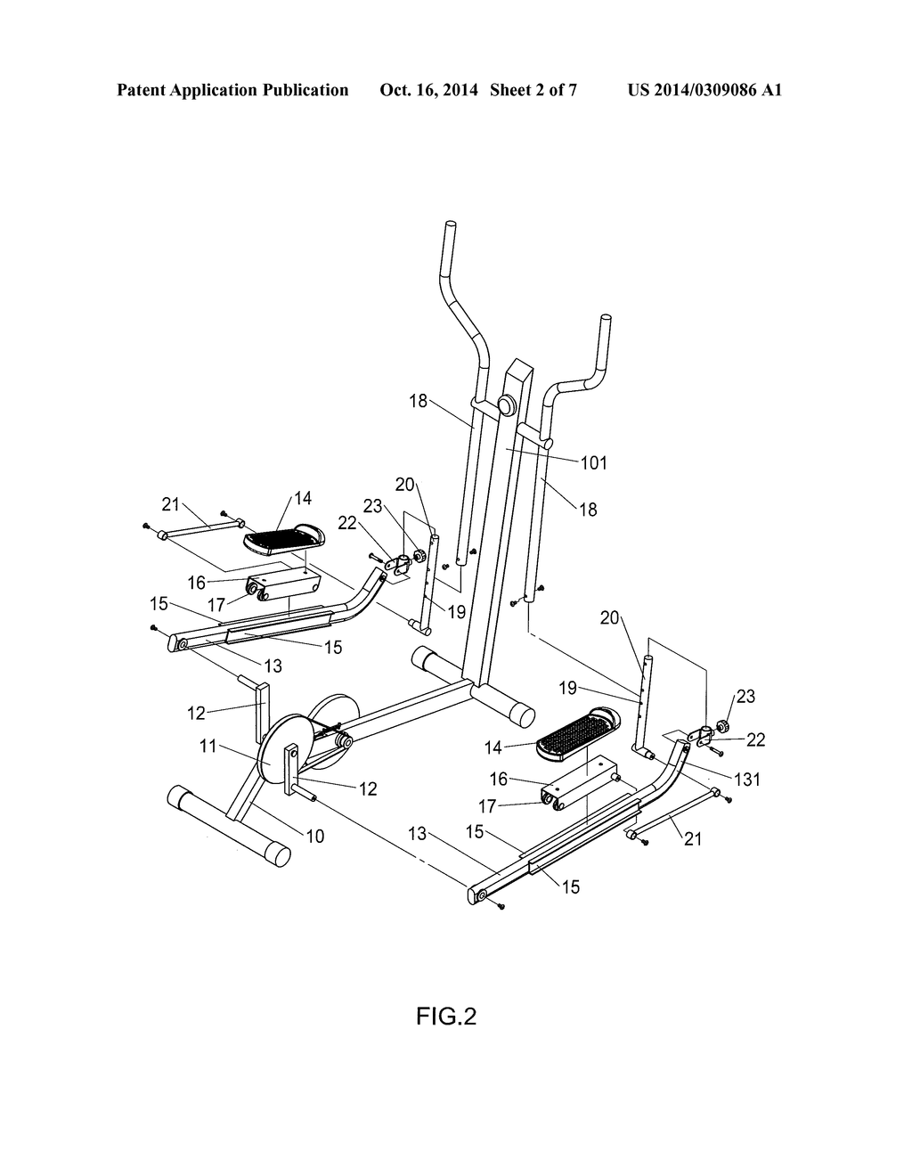 Oblong Orbital Exercising Machine Having Adjustable and Extendable Trace     of Movement - diagram, schematic, and image 03