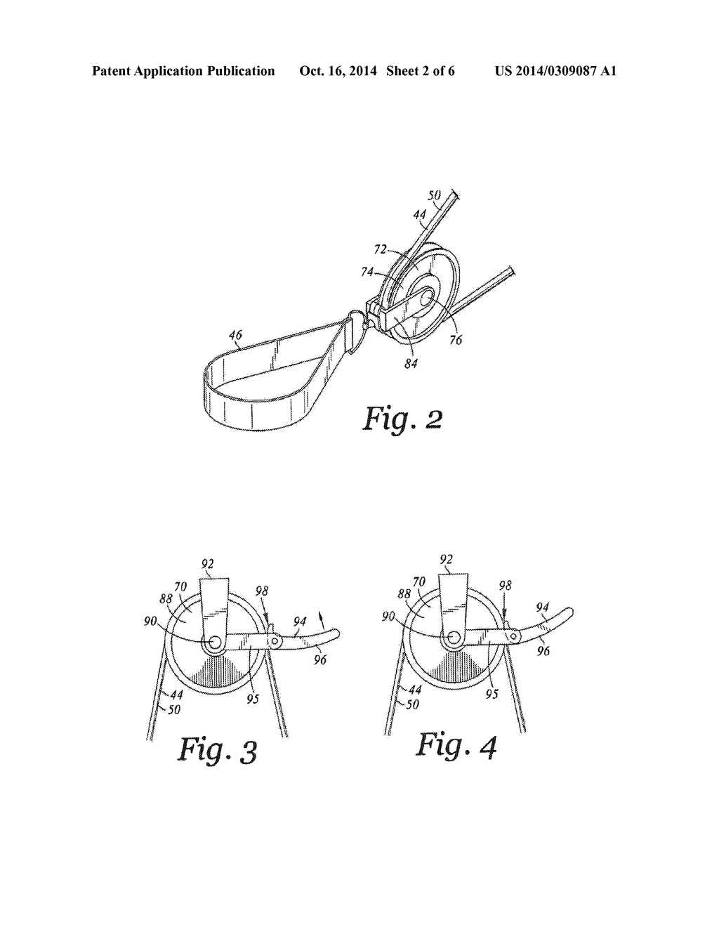 EXERCISE APPARATUS WITH A PULL CORD LOOPED ABOUT A CENTRAL PULLEY AND     FIRST AND SECOND FREE PULLEYS - diagram, schematic, and image 03