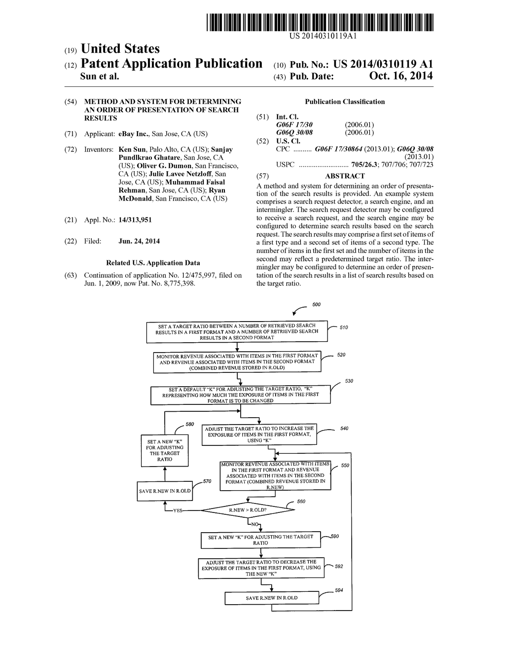 METHOD AND SYSTEM FOR DETERMINING AN ORDER OF PRESENTATION OF SEARCH     RESULTS - diagram, schematic, and image 01