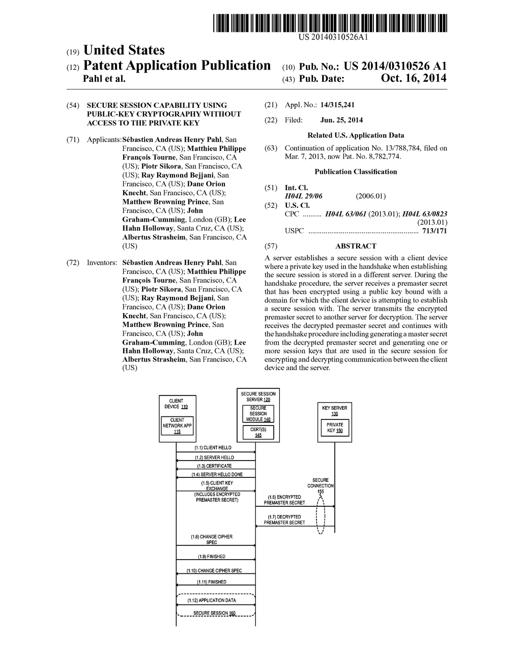 SECURE SESSION CAPABILITY USING PUBLIC-KEY CRYPTOGRAPHY WITHOUT ACCESS TO     THE PRIVATE KEY - diagram, schematic, and image 01