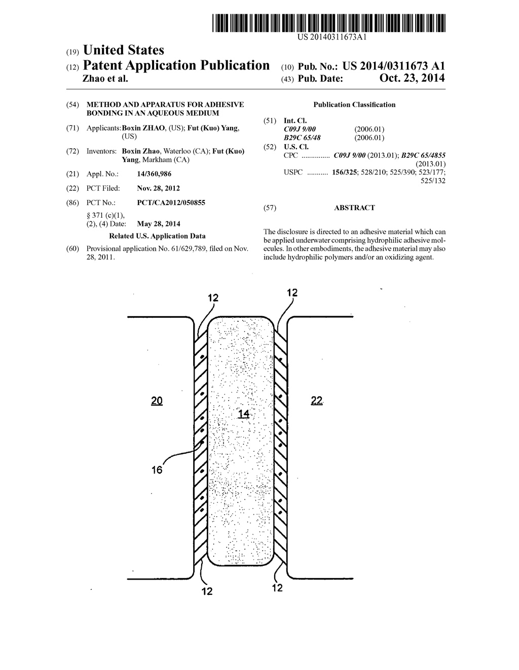 METHOD AND APPARATUS FOR ADHESIVE BONDING IN AN AQUEOUS MEDIUM - diagram, schematic, and image 01