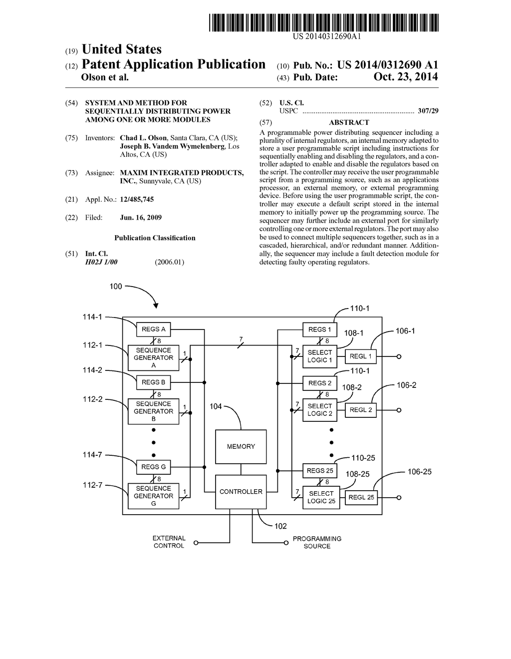 SYSTEM AND METHOD FOR SEQUENTIALLY DISTRIBUTING POWER AMONG ONE OR MORE     MODULES - diagram, schematic, and image 01