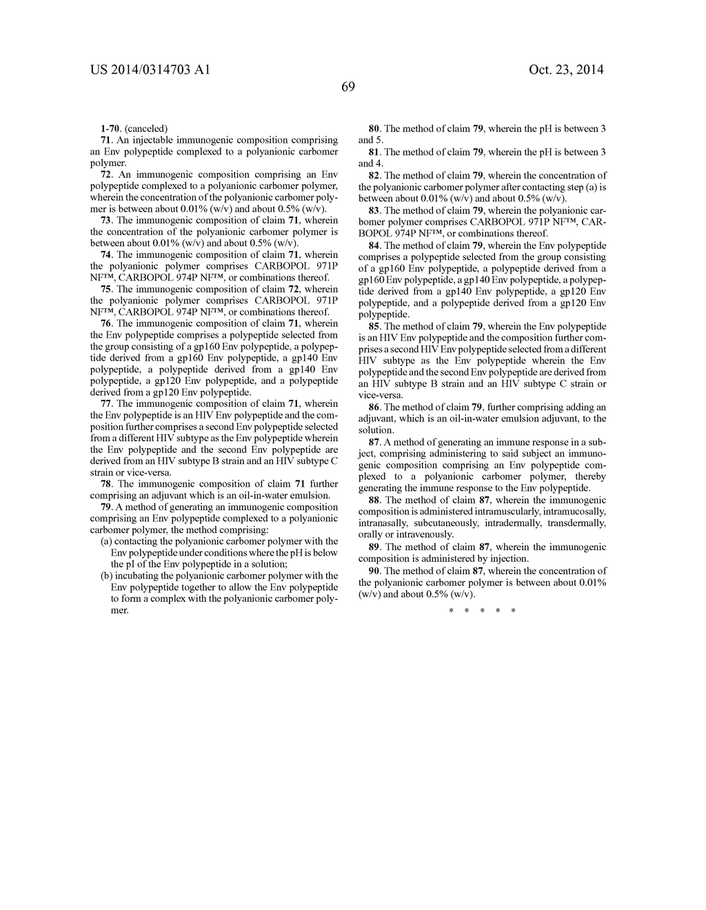 IMMUNOGENIC COMPLEXES OF POLYANIONIC CARBOMERS AND ENV POLYPEPTIDES AND     METHODS OF MANUFACTURE AND USE THEREOF - diagram, schematic, and image 130