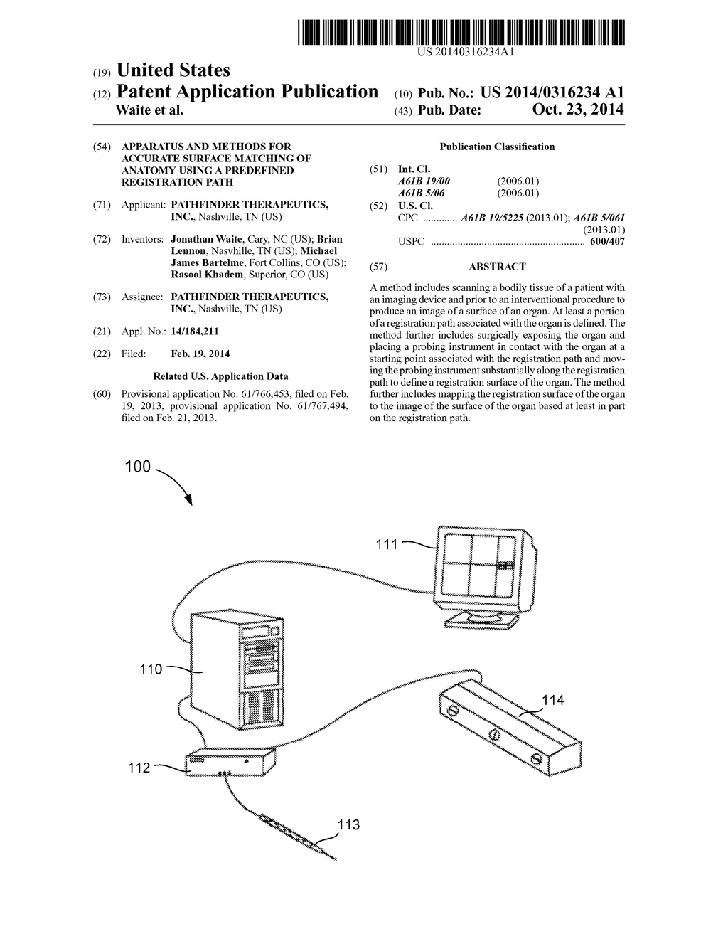 APPARATUS AND METHODS FOR ACCURATE SURFACE MATCHING OF ANATOMY USING A     PREDEFINED REGISTRATION PATH - diagram, schematic, and image 01