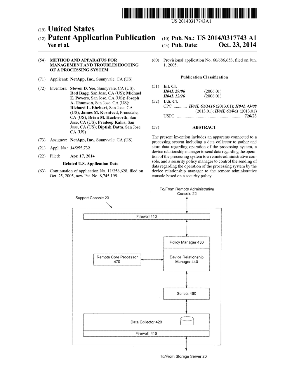 METHOD AND APPARATUS FOR MANAGEMENT AND TROUBLESHOOTING OF A PROCESSING     SYSTEM - diagram, schematic, and image 01