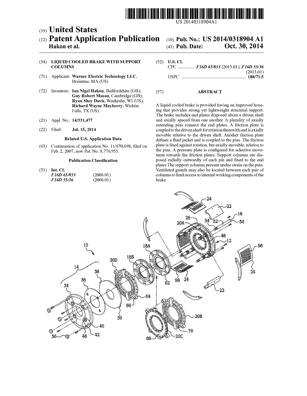 Liquid Cooled Brake With Support Columns - diagram, schematic, and image 01