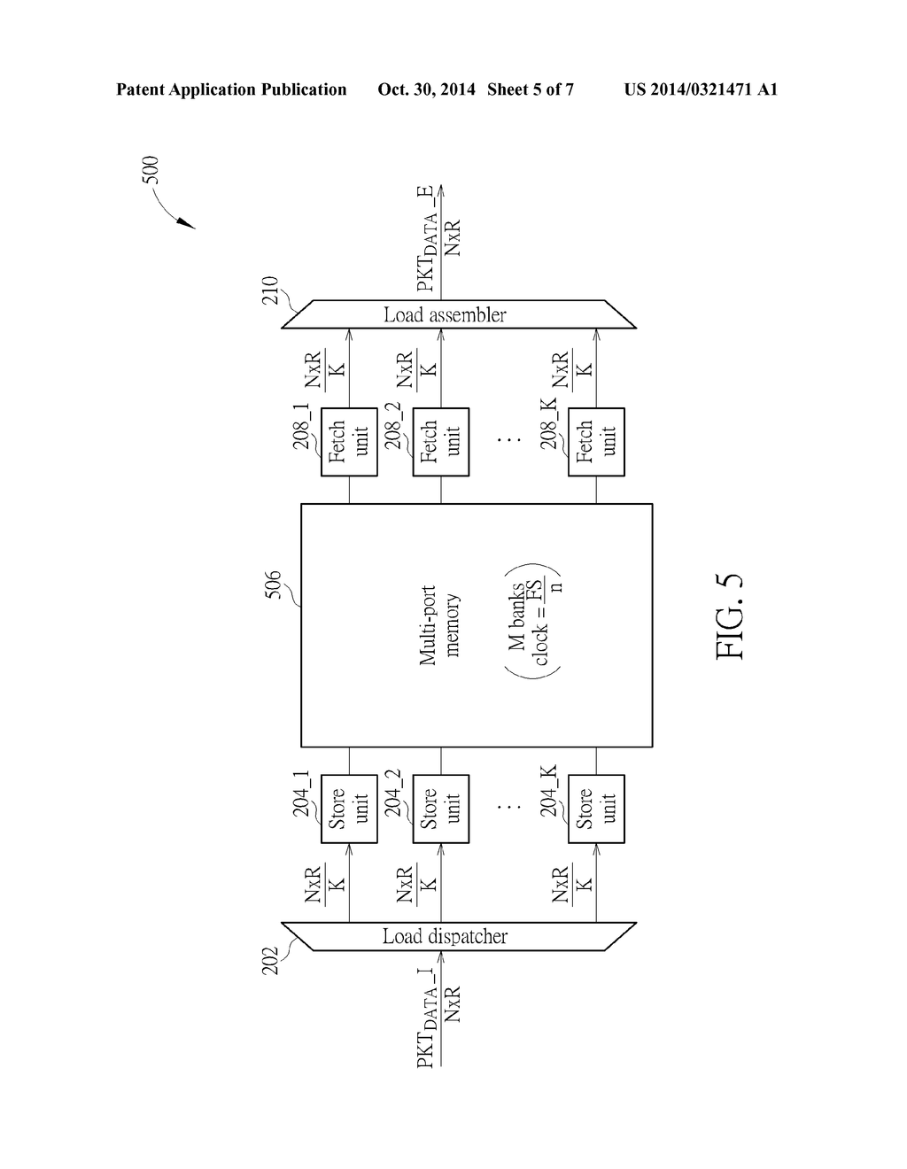 SWITCHING FABRIC OF NETWORK DEVICE THAT USES MULTIPLE STORE UNITS AND     MULTIPLE FETCH UNITS OPERATED AT REDUCED CLOCK SPEEDS AND RELATED METHOD     THEREOF - diagram, schematic, and image 06