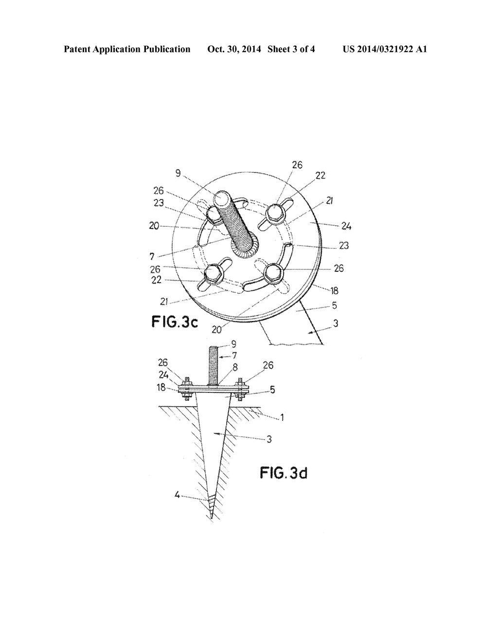 DEVICE AND METHOD FOR ANCHORING A SUPPORT STRUCTURE FOR SOLAR COLLECTORS     TO THE GROUND - diagram, schematic, and image 04