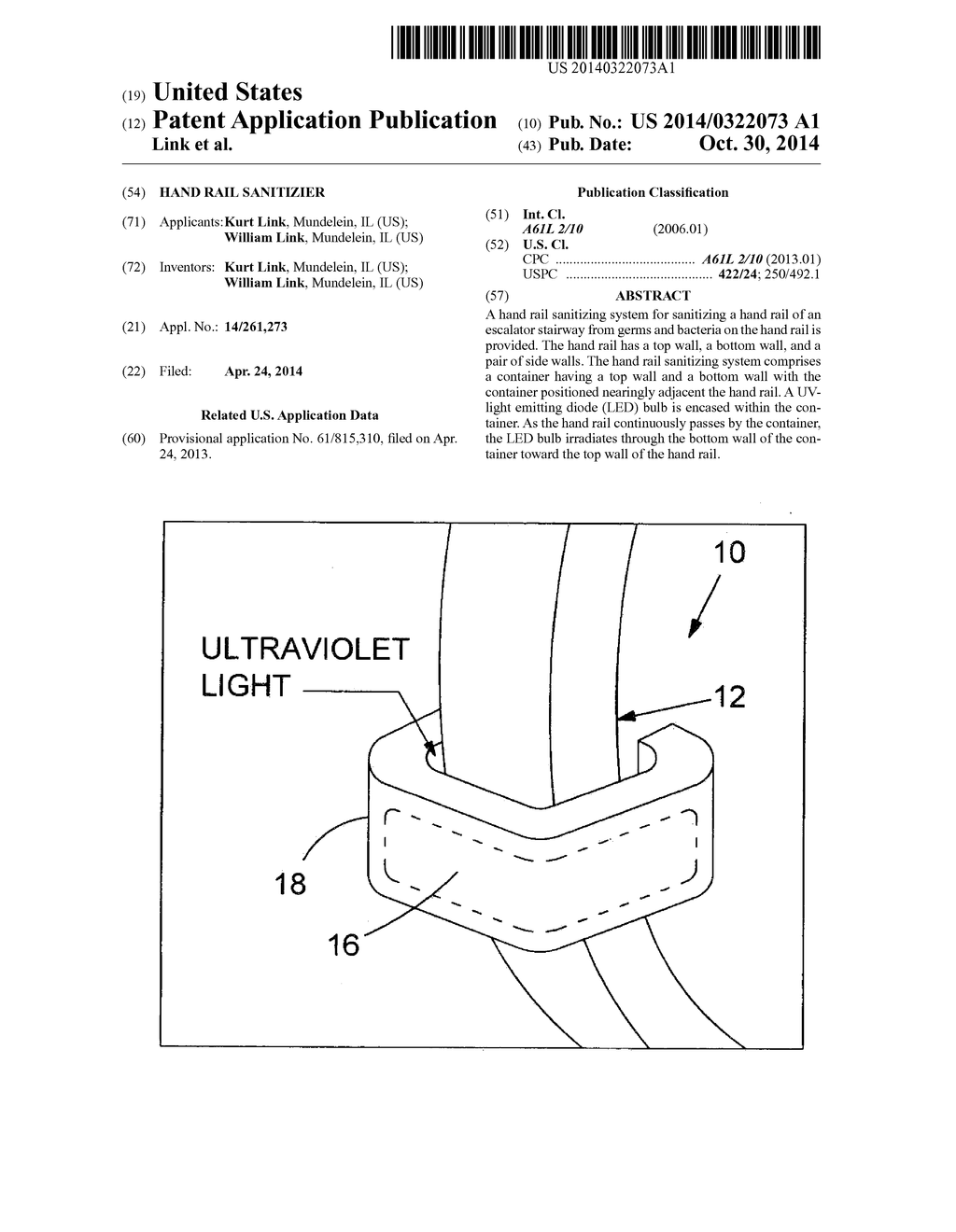 HAND RAIL SANITIZIER - diagram, schematic, and image 01