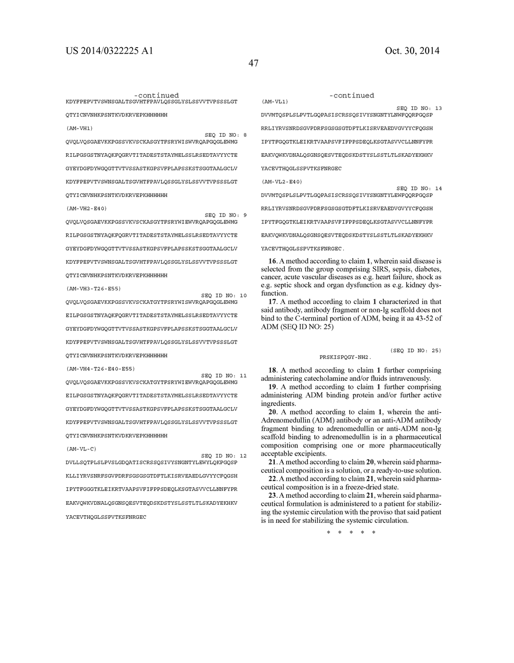 Anti-Adrenomedullin (ADM) antibody or anti-ADM antibody fragment or     anti-ADM non-Ig scaffold for use in therapy of an acute disease or acute     condition of a patient for stabilizing the circulation - diagram, schematic, and image 72