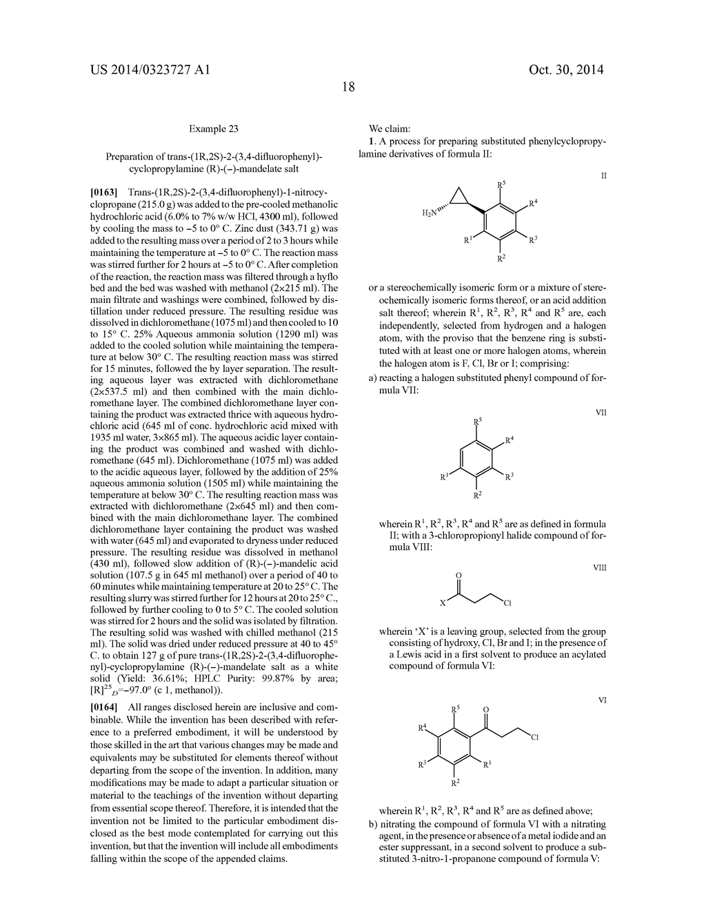 NOVEL PROCESS FOR PREPARING PHENYLCYCLOPROPYLAMINE DERIVATIVES USING NOVEL     INTERMEDIATES - diagram, schematic, and image 19