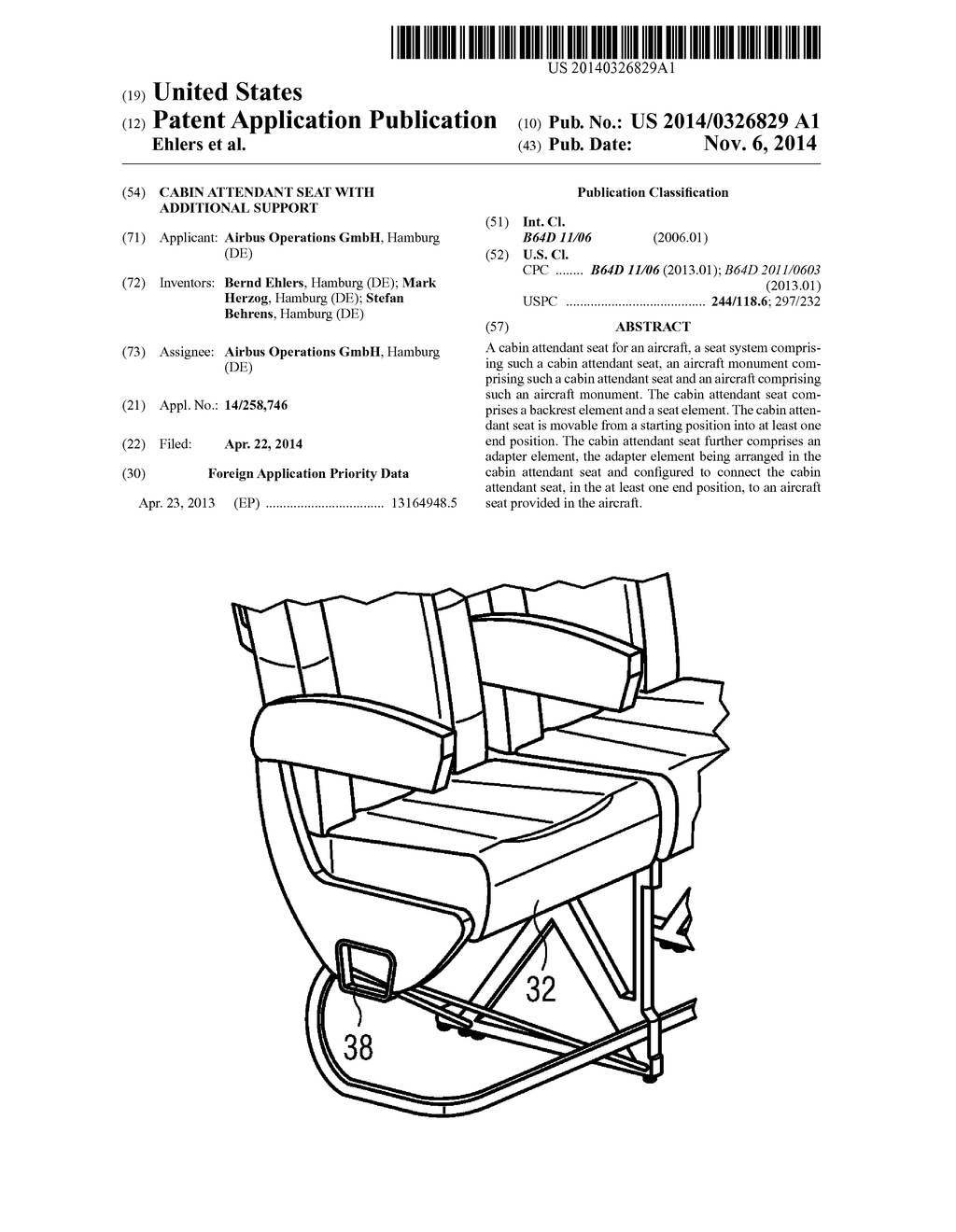 Cabin attendant seat with additional support - diagram, schematic, and image 01