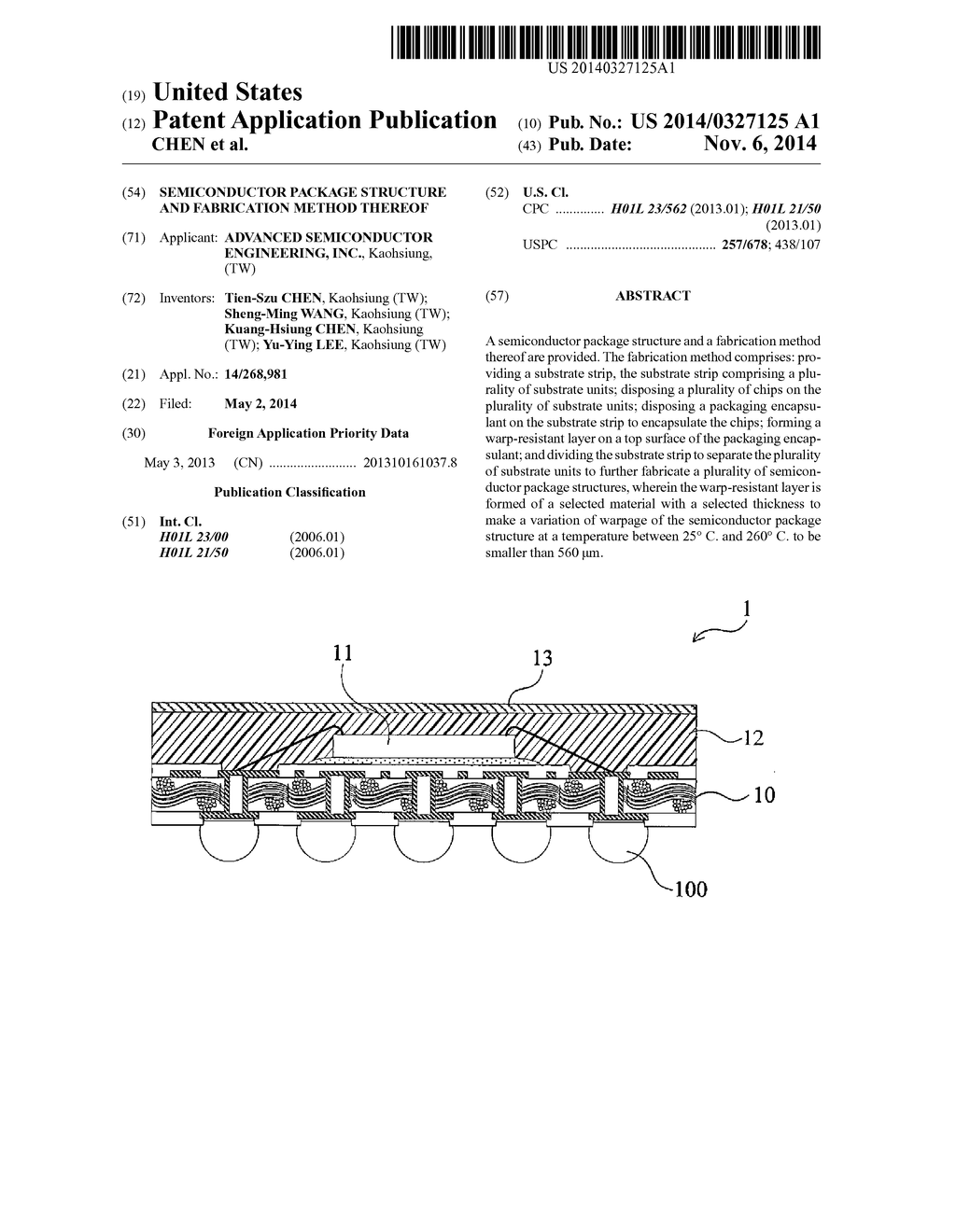 SEMICONDUCTOR PACKAGE STRUCTURE AND FABRICATION METHOD THEREOF - diagram, schematic, and image 01