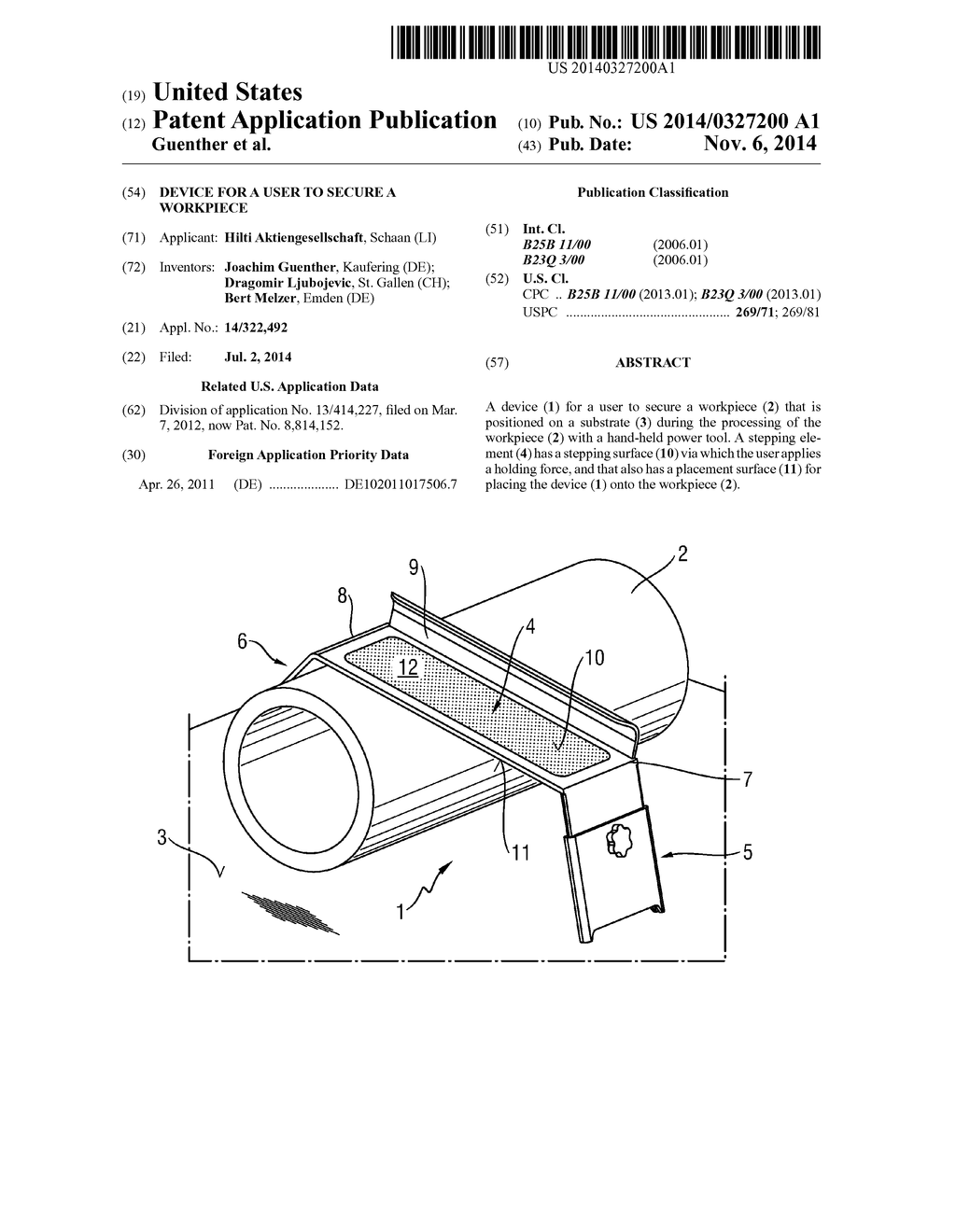 DEVICE FOR A USER TO SECURE A WORKPIECE - diagram, schematic, and image 01