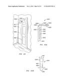 CABINETS AND MIRRORS SELECTIVELY MOUNTED ON HINGES SUPPORTING ROOMDOORS ON     DOOR FRAMES, HINGES FOR SUCH MOUNTINGS, AND METHODS FOR SO MOUNTING diagram and image