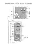 CABINETS AND MIRRORS SELECTIVELY MOUNTED ON HINGES SUPPORTING ROOMDOORS ON     DOOR FRAMES, HINGES FOR SUCH MOUNTINGS, AND METHODS FOR SO MOUNTING diagram and image