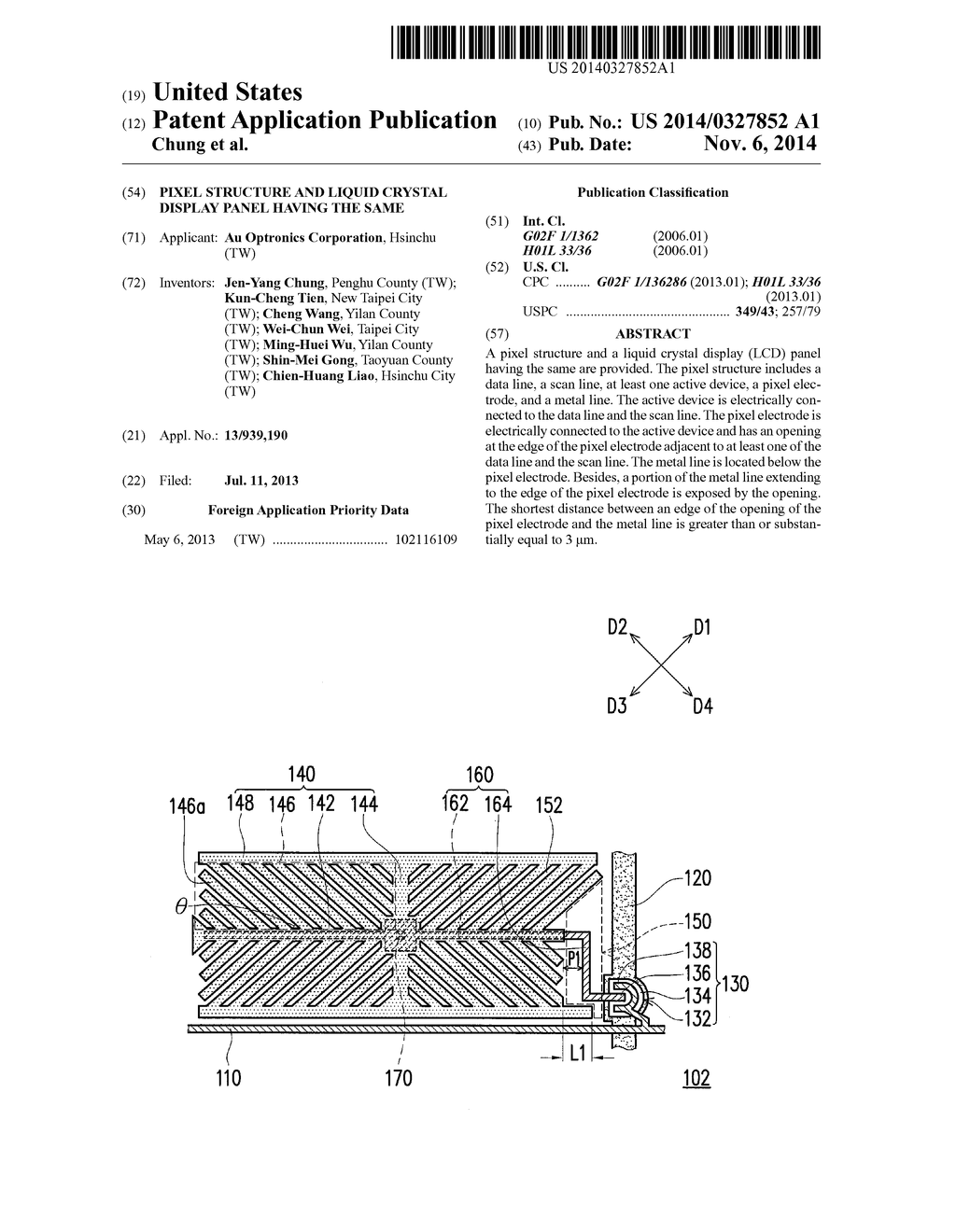 PIXEL STRUCTURE AND LIQUID CRYSTAL DISPLAY PANEL HAVING THE SAME - diagram, schematic, and image 01