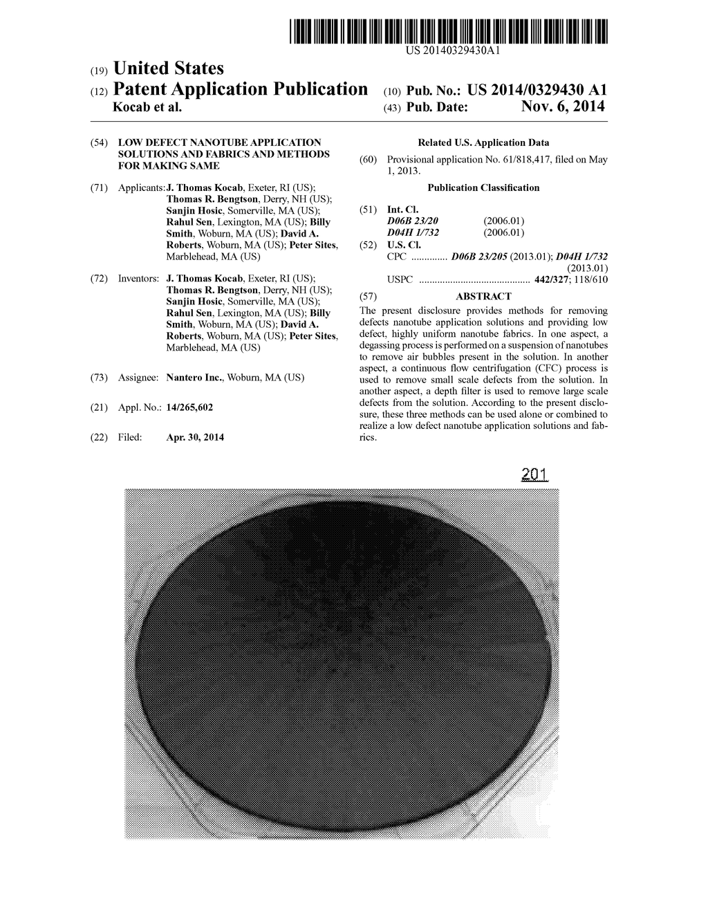 Low Defect Nanotube Application Solutions and Fabrics and Methods for     Making Same - diagram, schematic, and image 01