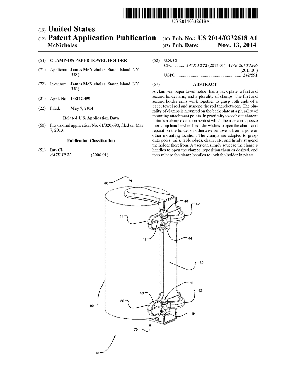 Clamp-on Paper Towel Holder - diagram, schematic, and image 01