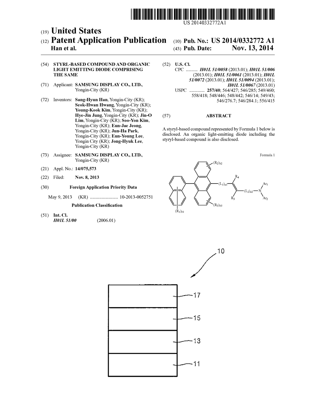 STYRL-BASED COMPOUND AND ORGANIC LIGHT EMITTING DIODE COMPRISING THE SAME - diagram, schematic, and image 01