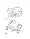 CONFIGURATION COMPRISING A COMPONENT AND A FIXING SYSTEM FOR ELASTIC     ATTACHMENT OF THE COMPONENT TO A PANEL-SHAPED SUPPORT PART diagram and image