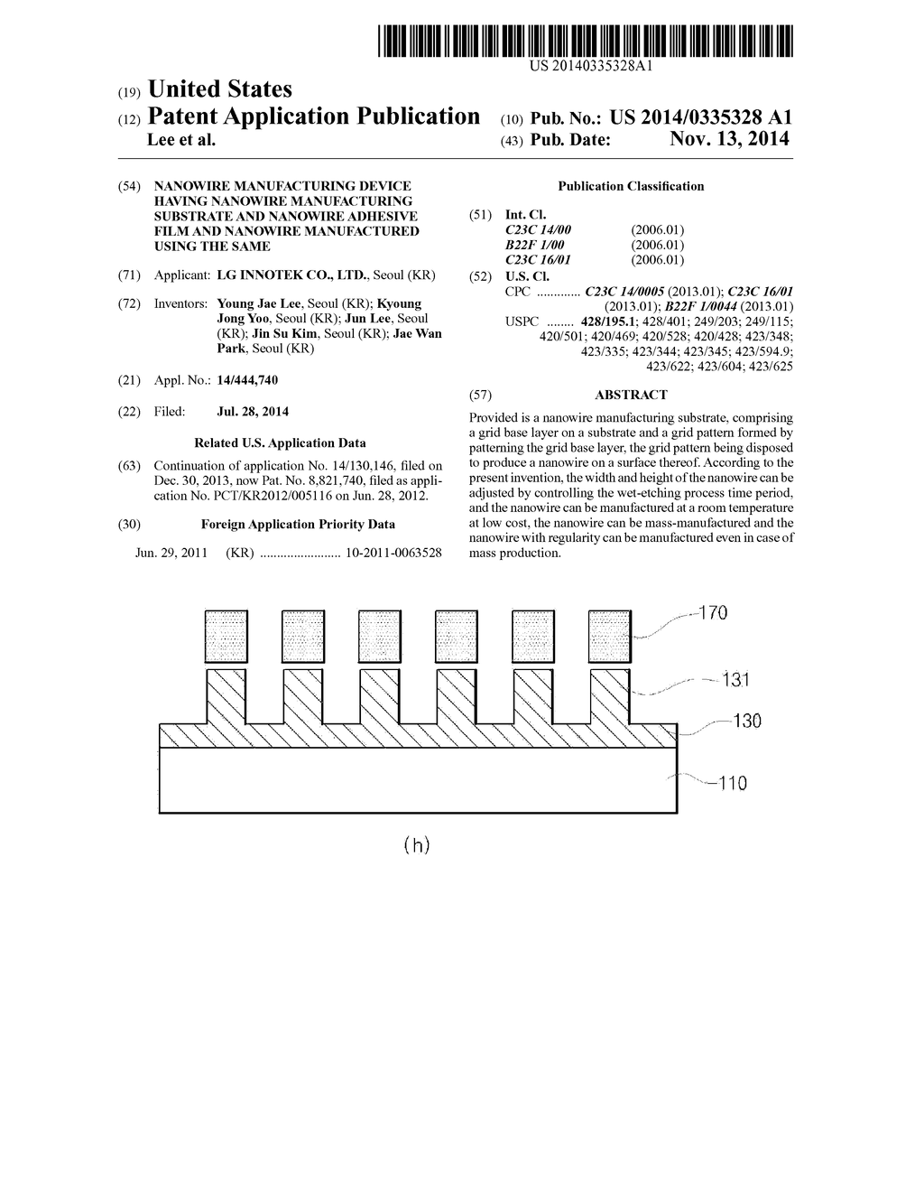 NANOWIRE MANUFACTURING DEVICE HAVING NANOWIRE MANUFACTURING SUBSTRATE AND     NANOWIRE ADHESIVE FILM AND NANOWIRE MANUFACTURED USING THE SAME - diagram, schematic, and image 01