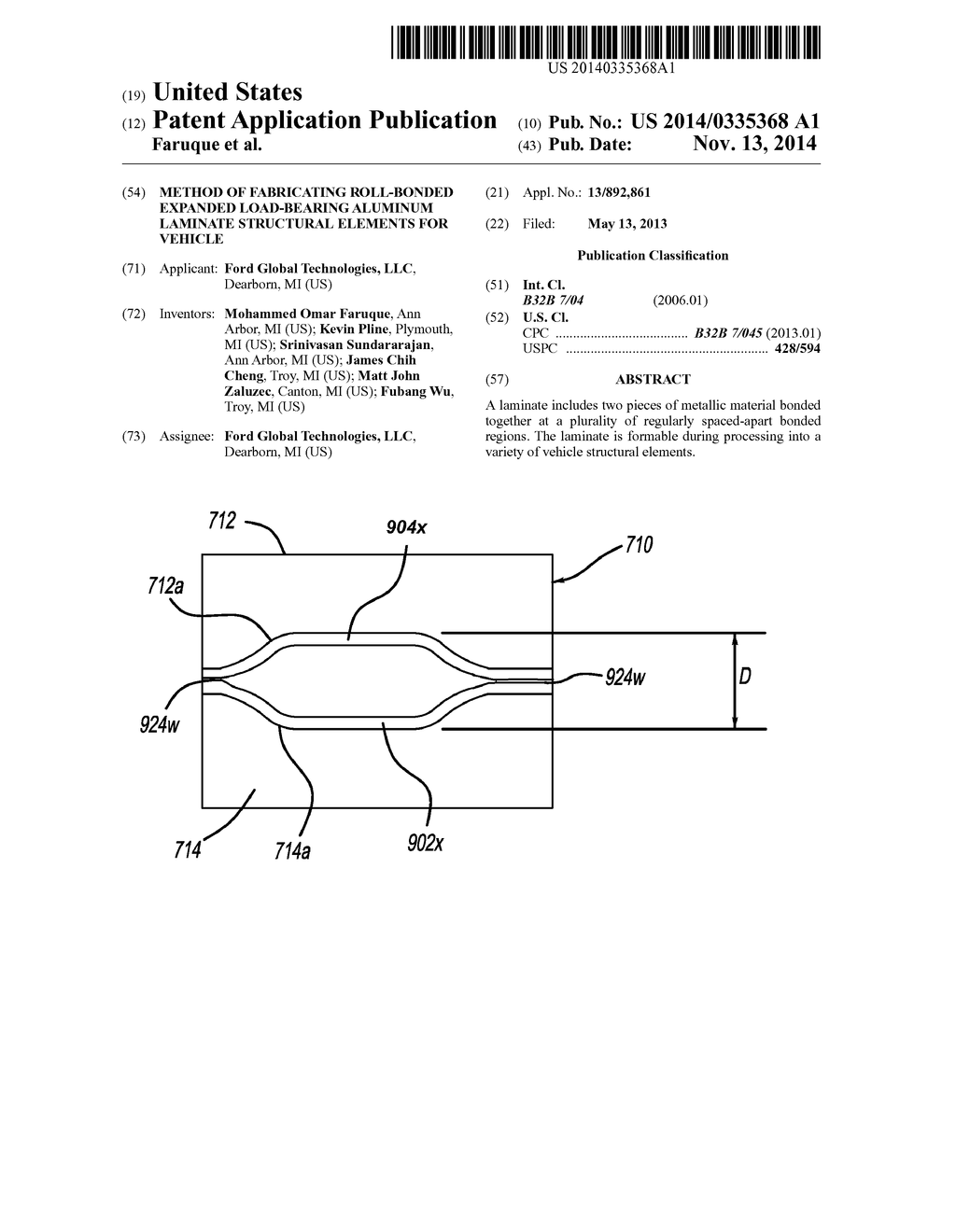 Method Of Fabricating Roll-Bonded Expanded Load-Bearing Aluminum Laminate     Structural Elements For Vehicle - diagram, schematic, and image 01