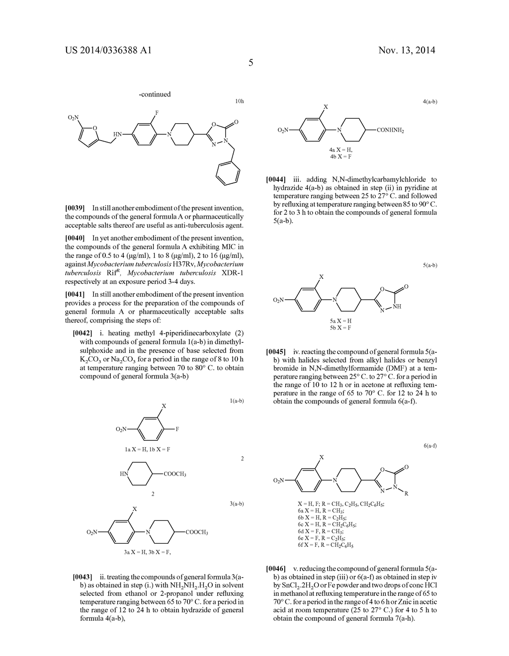 Nitrofurfuryl Substituted Phenyl Linked Piperidino-Oxadiazoline Conjugates     As Anti-Tubercular Agents And Process For The Preparation Thereof - diagram, schematic, and image 07