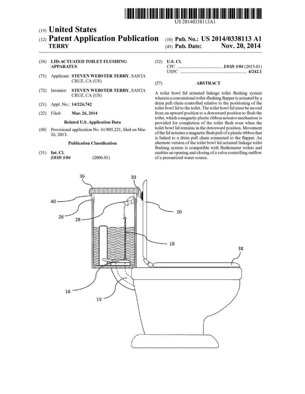 LID-ACTUATED TOILET FLUSHING APPARATUS - diagram, schematic, and image 01