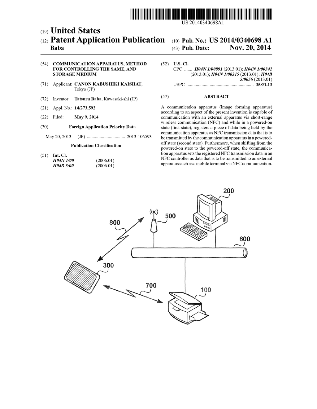 COMMUNICATION APPARATUS, METHOD FOR CONTROLLING THE SAME, AND STORAGE     MEDIUM - diagram, schematic, and image 01