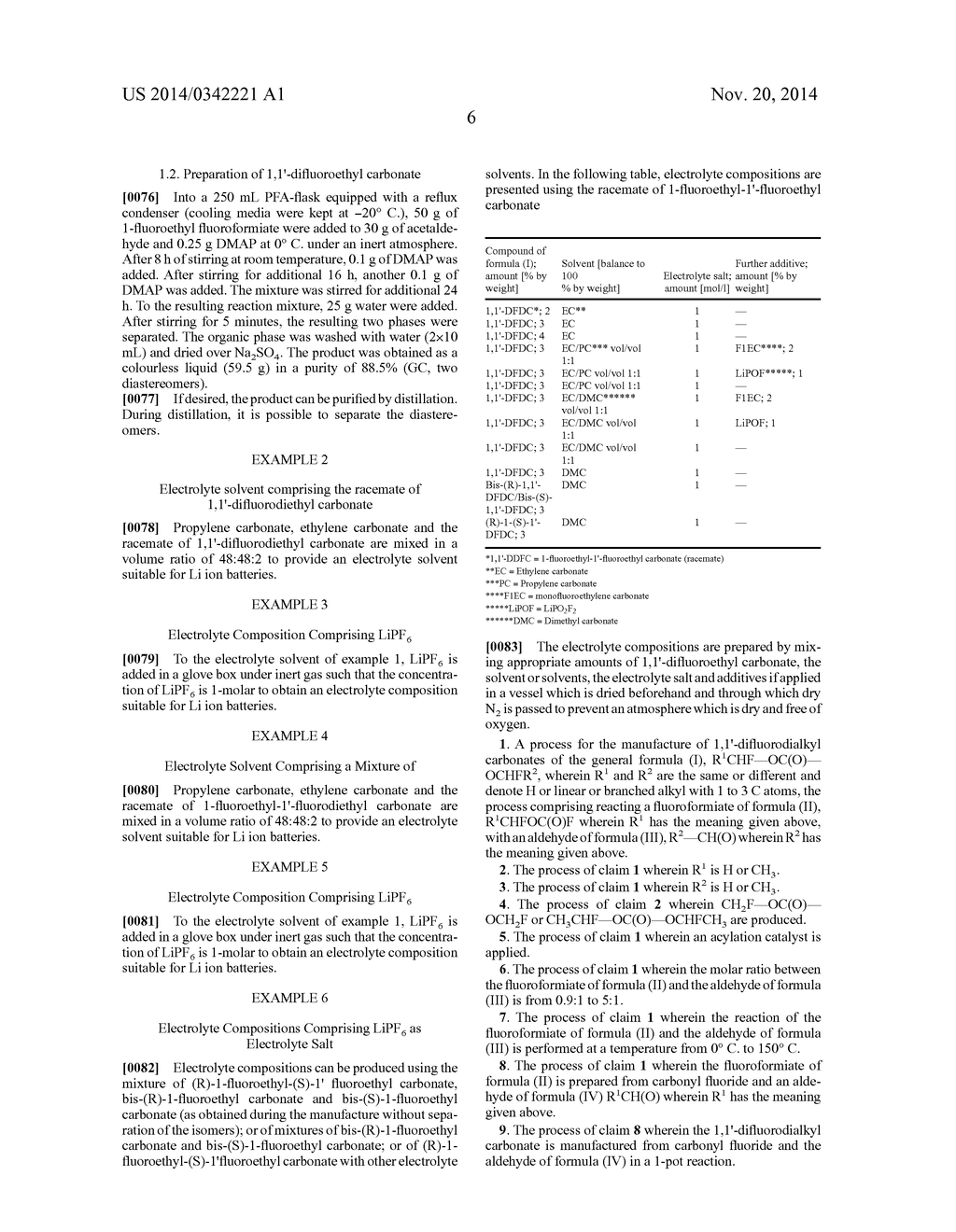 PROCESS FOR THE MANUFACTURE OF 1, 1'-DIFLUOROSUBSTITUTED DIALKYL     CARBONATES, ISOMERS THEREOF AND ELECTROLYTE COMPOSITIONS CONTAINING THEM - diagram, schematic, and image 07