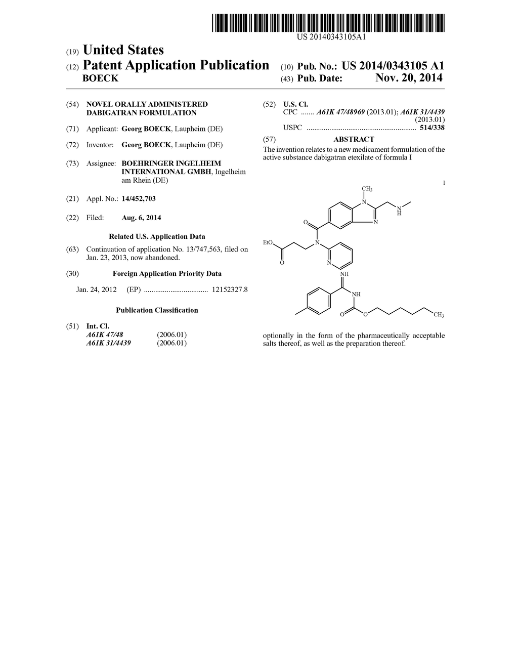 NOVEL ORALLY ADMINISTERED DABIGATRAN FORMULATION - diagram, schematic, and image 01