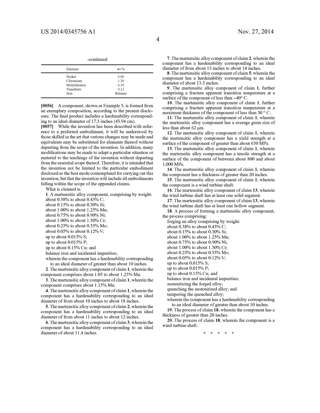 MARTENSITIC ALLOY COMPONENT AND PROCESS OF FORMING A MARTENSITIC ALLOY     COMPONENT - diagram, schematic, and image 06