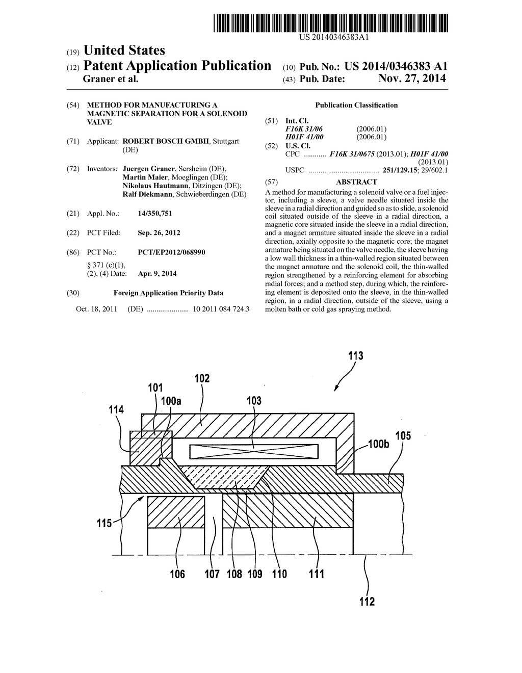 METHOD FOR MANUFACTURING A MAGNETIC SEPARATION FOR A SOLENOID VALVE - diagram, schematic, and image 01