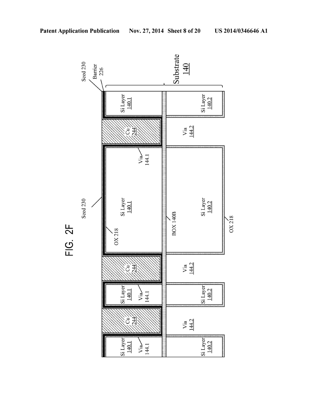 STRUCTURES WITH THROUGH VIAS PASSING THROUGH A SUBSTRATE COMPRISING A     PLANAR INSULATING LAYER BETWEEN SEMICONDUCTOR LAYERS - diagram, schematic, and image 09