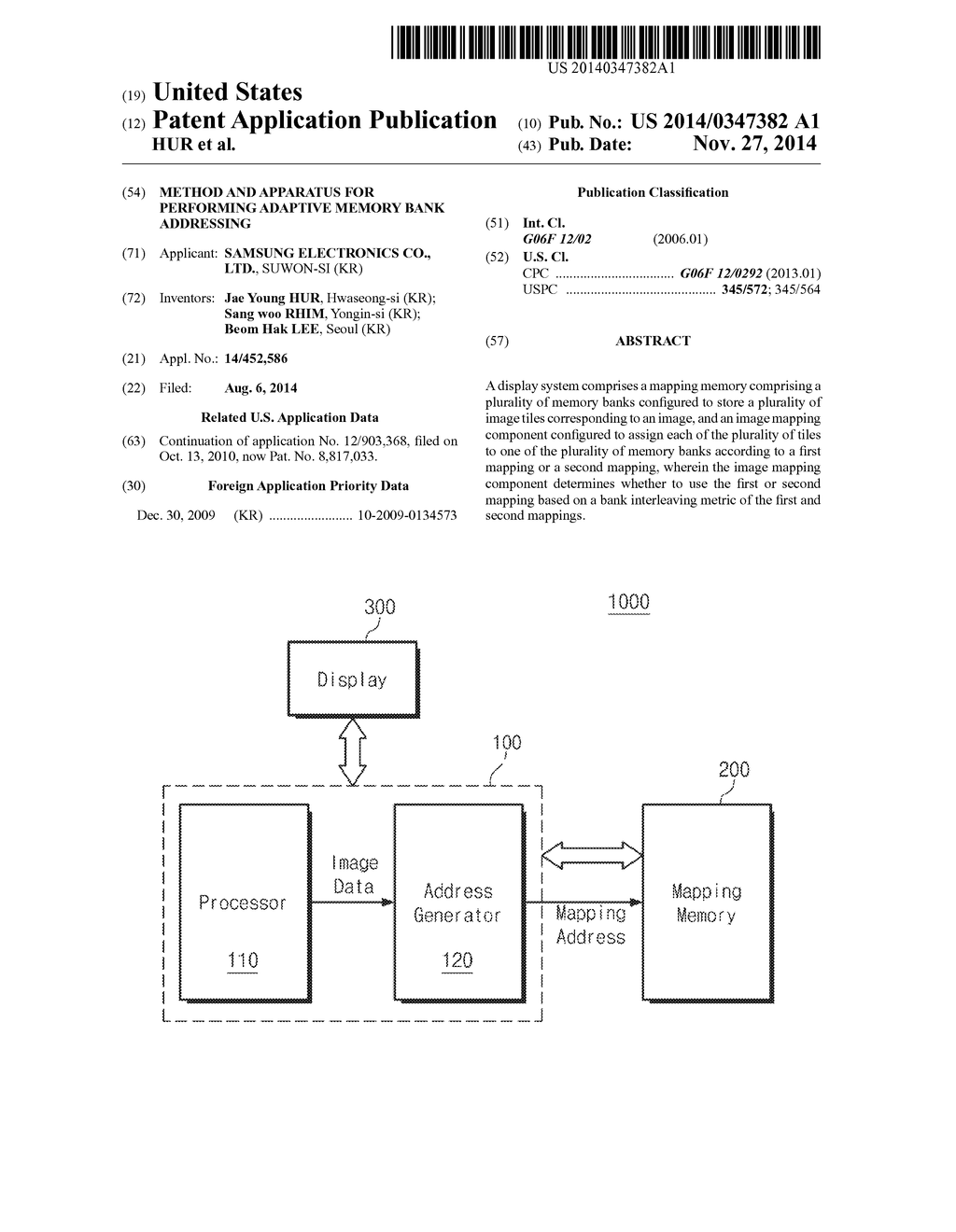 METHOD AND APPARATUS FOR PERFORMING ADAPTIVE MEMORY BANK ADDRESSING - diagram, schematic, and image 01