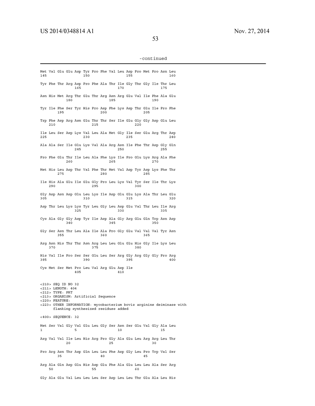 ARGINNE DEIMINASE WITH REDUCED CROSS-REACTIVITY TOWARD ADI - PEG 20     ANTIBODIES FOR CANCER TREATMENT - diagram, schematic, and image 54