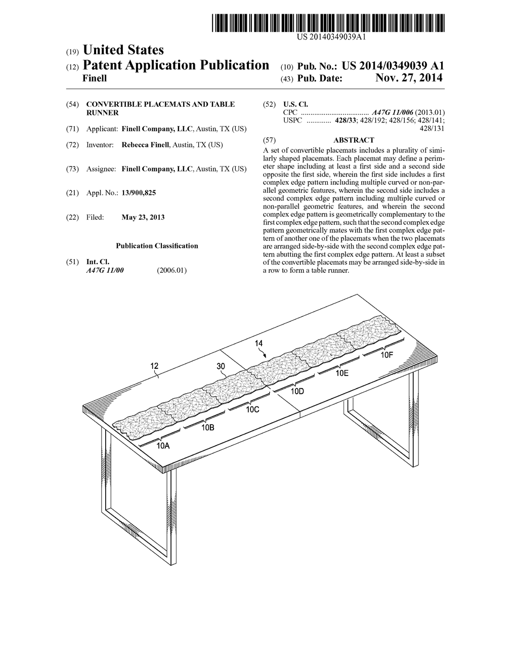 Convertible Placemats and Table Runner - diagram, schematic, and image 01