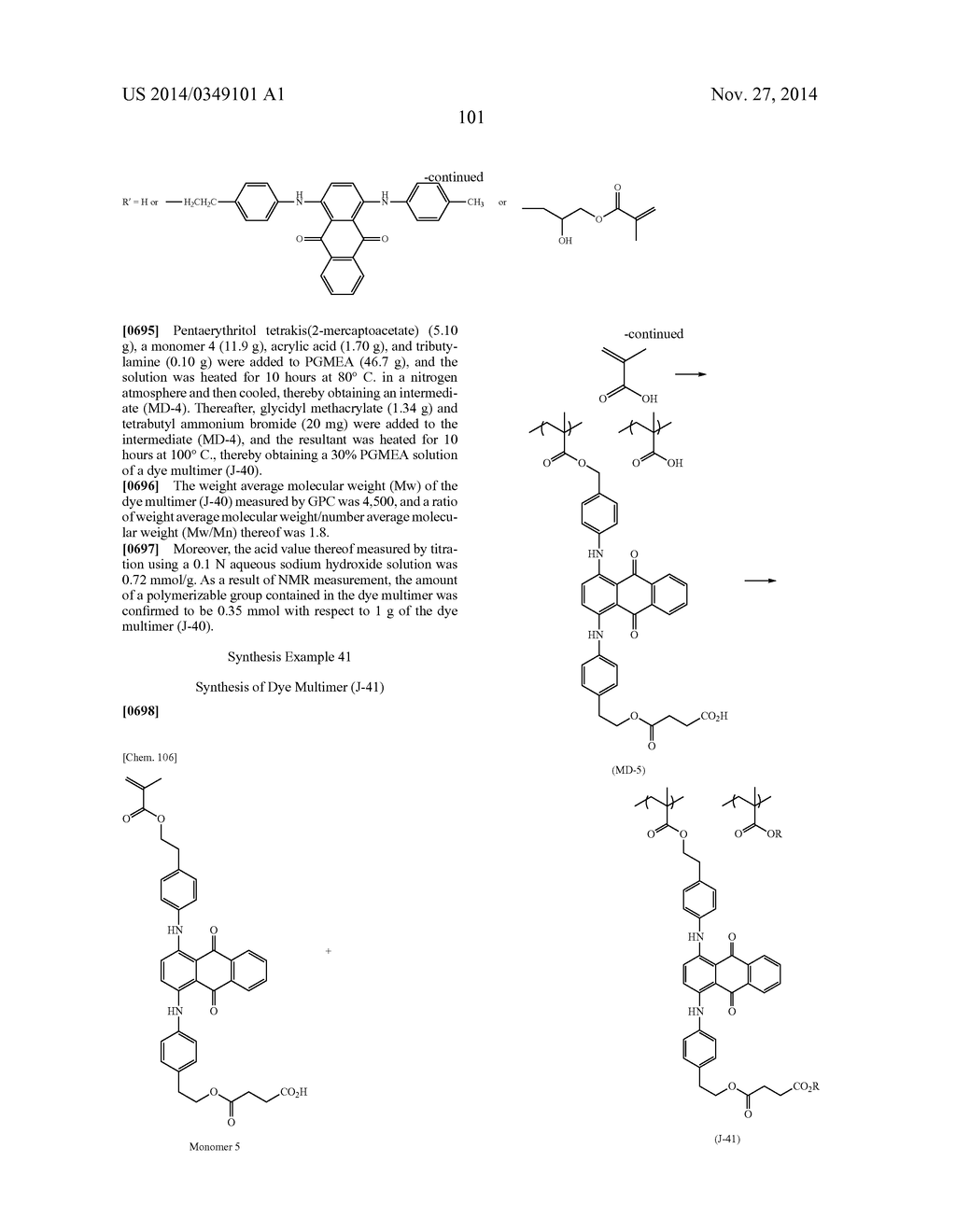 COLORED RADIATION-SENSITIVE COMPOSITION, COLORED CURED FILM, COLOR FILTER,     PATTERN FORMING METHOD, COLOR FILTER PRODUCTION METHOD, SOLID-STATE IMAGE     SENSOR, AND IMAGE DISPLAY DEVICE - diagram, schematic, and image 102