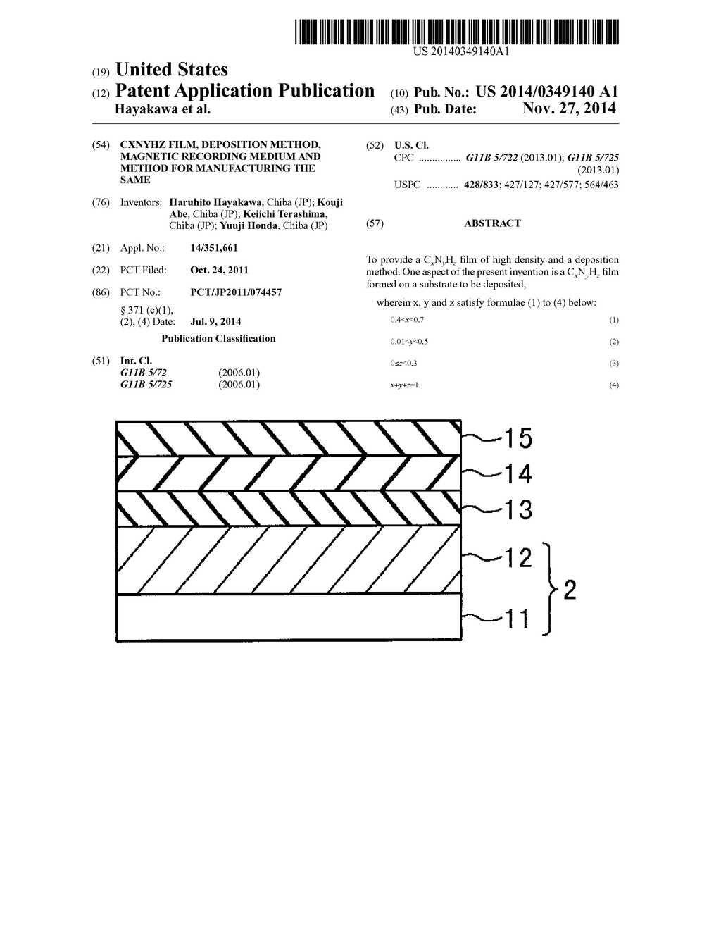 CXNYHZ FILM, DEPOSITION METHOD, MAGNETIC RECORDING MEDIUM AND METHOD FOR     MANUFACTURING THE SAME - diagram, schematic, and image 01