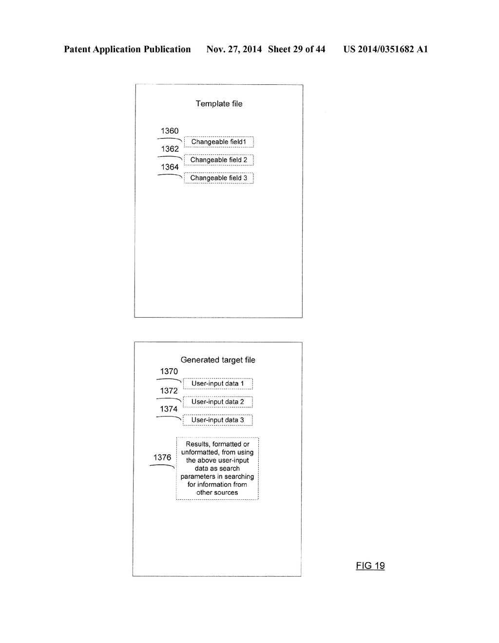 DYNAMIC GENERATION OF TARGET FILES FROM TEMPLATE FILES AND TRACKING OF THE     PROCESSING OF TARGET FILES - diagram, schematic, and image 30