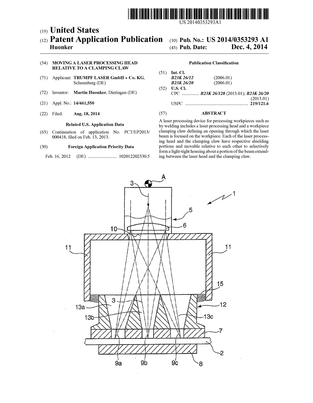 MOVING A LASER PROCESSING HEAD RELATIVE TO A CLAMPING CLAW - diagram, schematic, and image 01