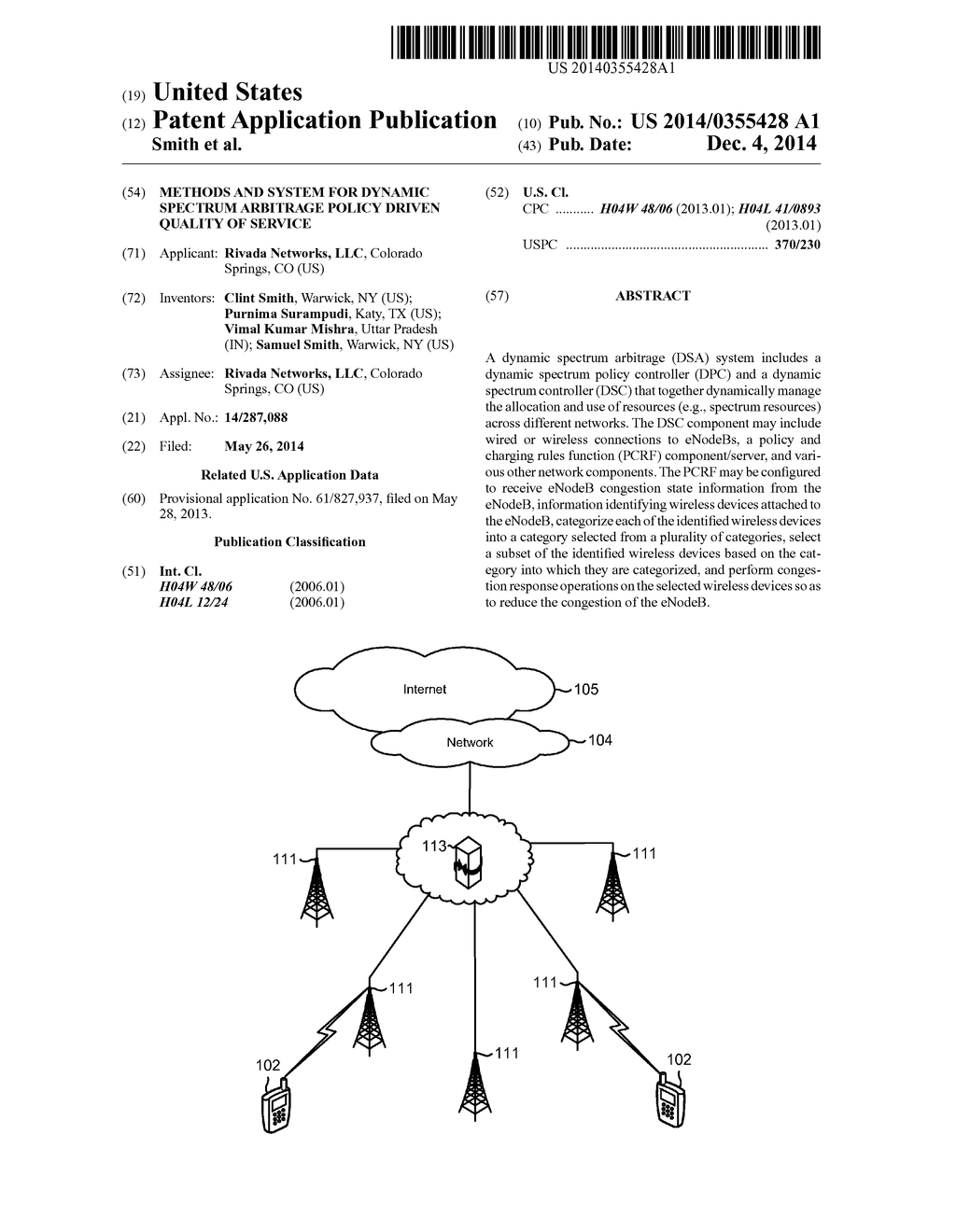 Methods and System for Dynamic Spectrum Arbitrage Policy Driven Quality of     Service - diagram, schematic, and image 01