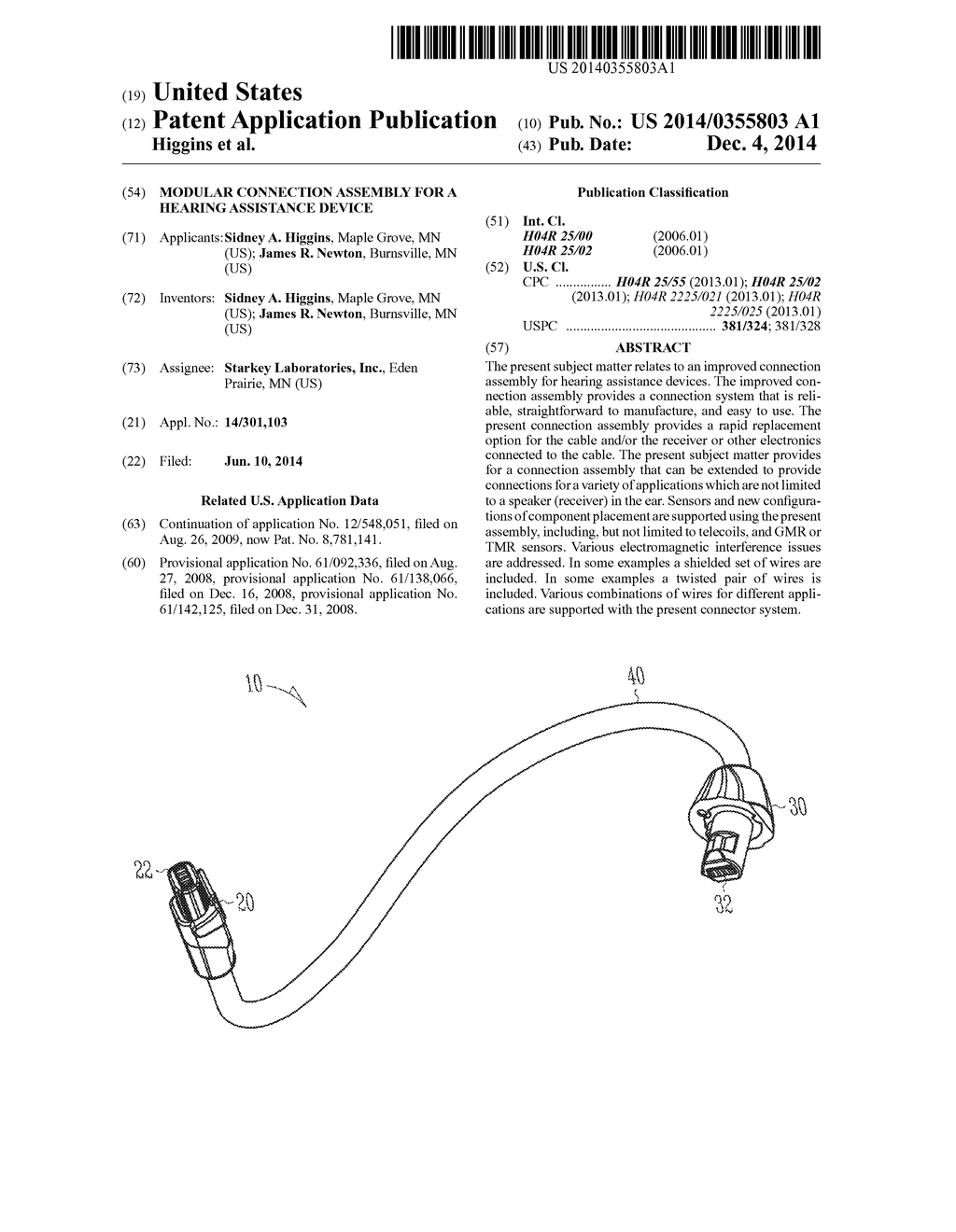 MODULAR CONNECTION ASSEMBLY FOR A HEARING ASSISTANCE DEVICE - diagram, schematic, and image 01