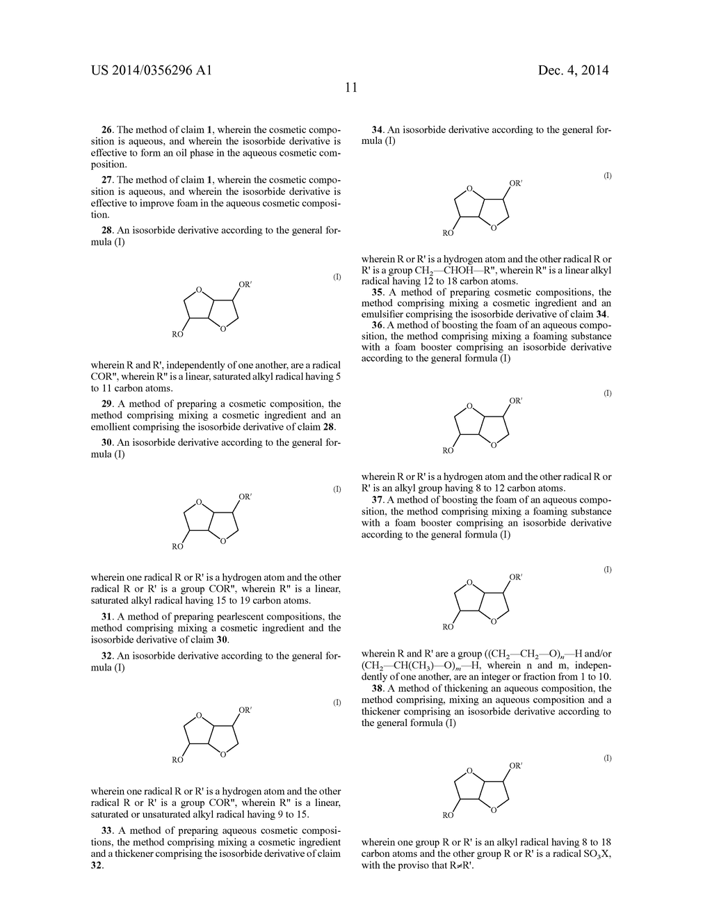 Use Of Isosorbide Derivatives For Producing Cosmetic Preparations - diagram, schematic, and image 16