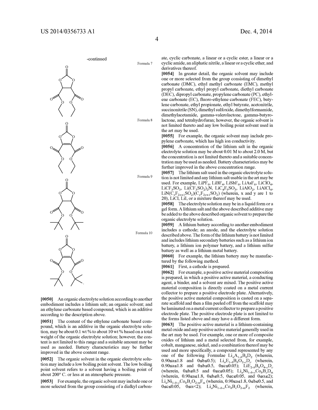 ADDITIVE FOR LITHIUM BATTERY ELECTROLYTE, ORGANIC ELECTROLYTE SOLUTION     INCLUDING THE SAME AND LITHIUM BATTERY USING THE ELECTROLYTE SOLUTION - diagram, schematic, and image 09