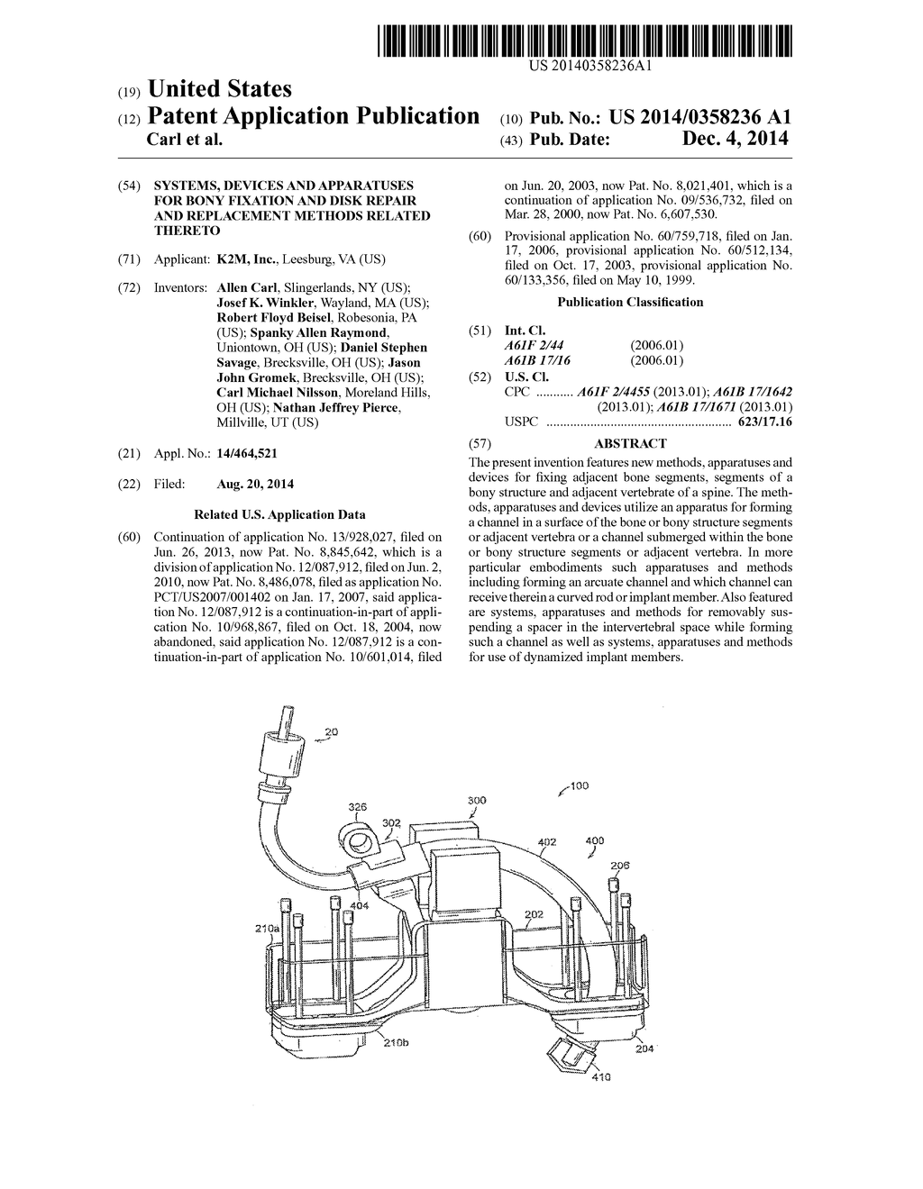 SYSTEMS, DEVICES AND APPARATUSES FOR BONY FIXATION AND DISK REPAIR AND     REPLACEMENT METHODS RELATED THERETO - diagram, schematic, and image 01