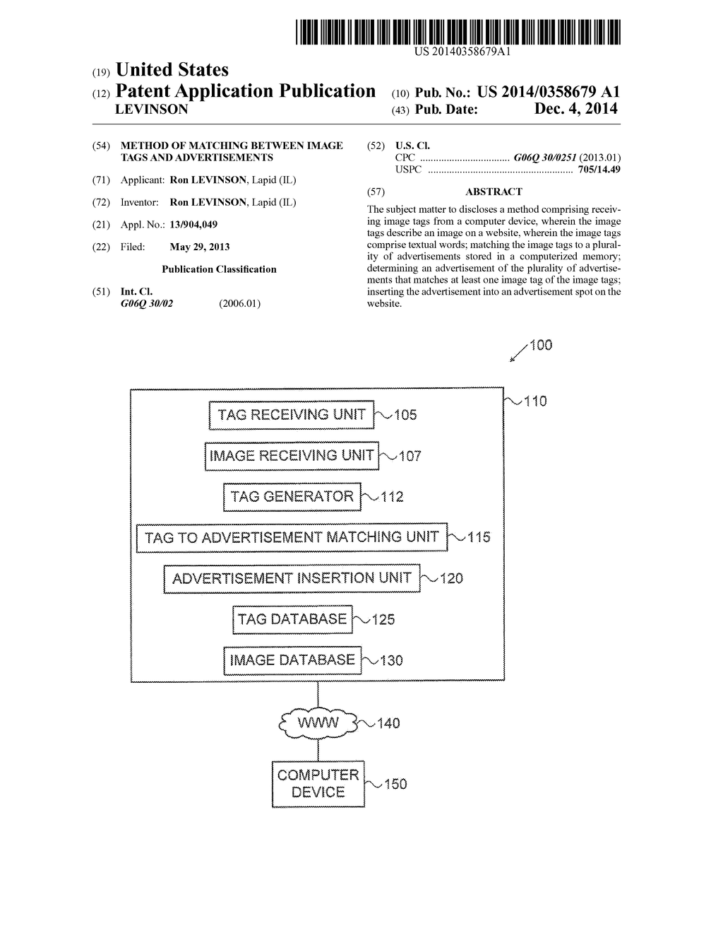 METHOD OF MATCHING BETWEEN IMAGE TAGS AND ADVERTISEMENTS - diagram, schematic, and image 01