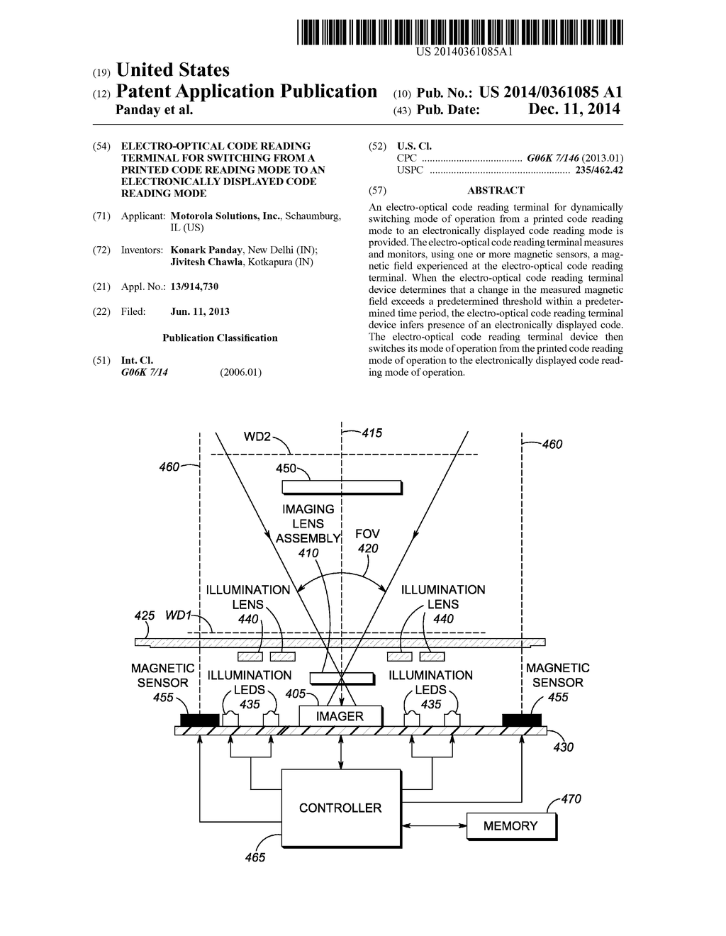 ELECTRO-OPTICAL CODE READING TERMINAL FOR SWITCHING FROM A PRINTED CODE     READING MODE TO AN ELECTRONICALLY DISPLAYED CODE READING MODE - diagram, schematic, and image 01