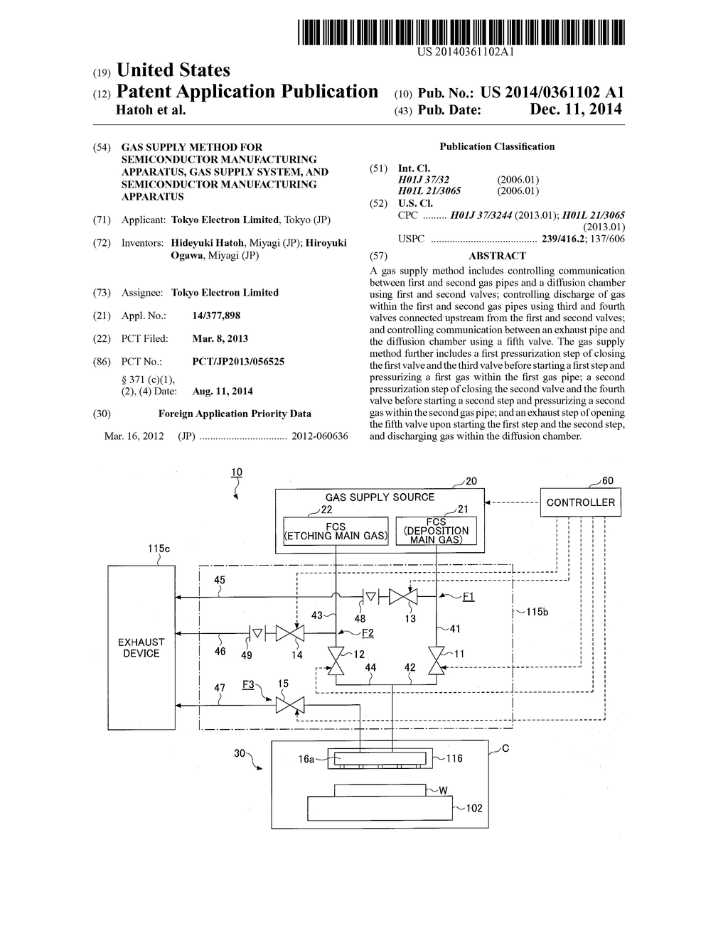 GAS SUPPLY METHOD FOR SEMICONDUCTOR MANUFACTURING APPARATUS, GAS SUPPLY     SYSTEM, AND SEMICONDUCTOR MANUFACTURING APPARATUS - diagram, schematic, and image 01